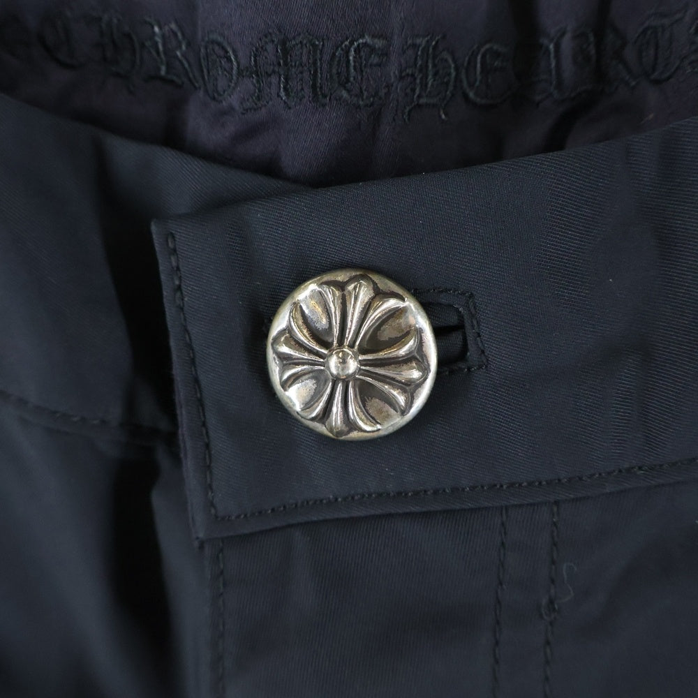 CHROME HEARTS(クロムハーツ) CARPENTER クロスパッチ付きレザー切替ナイロンカーペンターハーフパンツ ネイビー/ブラック