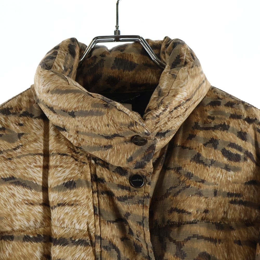 Salvatore Ferragamo(サルヴァトーレ フェラガモ) レオパード ジップアップ 中綿ブルゾン ジャケット ブラウン レディース