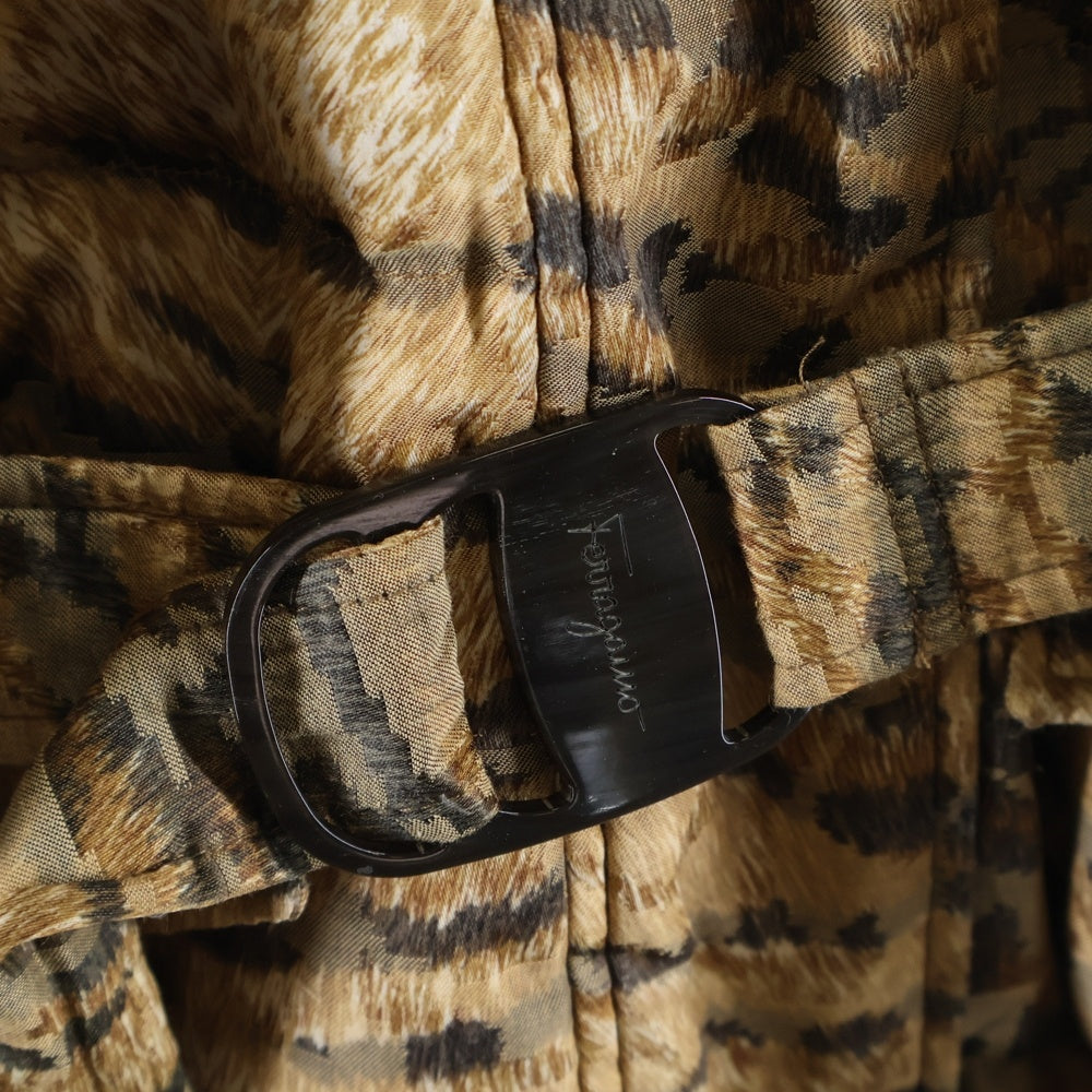 Salvatore Ferragamo(サルヴァトーレ フェラガモ) レオパード ジップアップ 中綿ブルゾン ジャケット ブラウン レディース