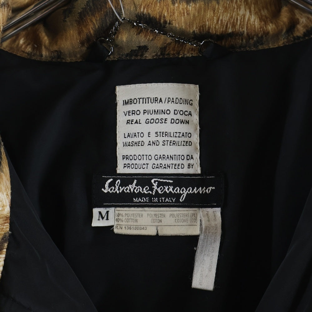 Salvatore Ferragamo(サルヴァトーレ フェラガモ) レオパード ジップアップ 中綿ブルゾン ジャケット ブラウン レディース