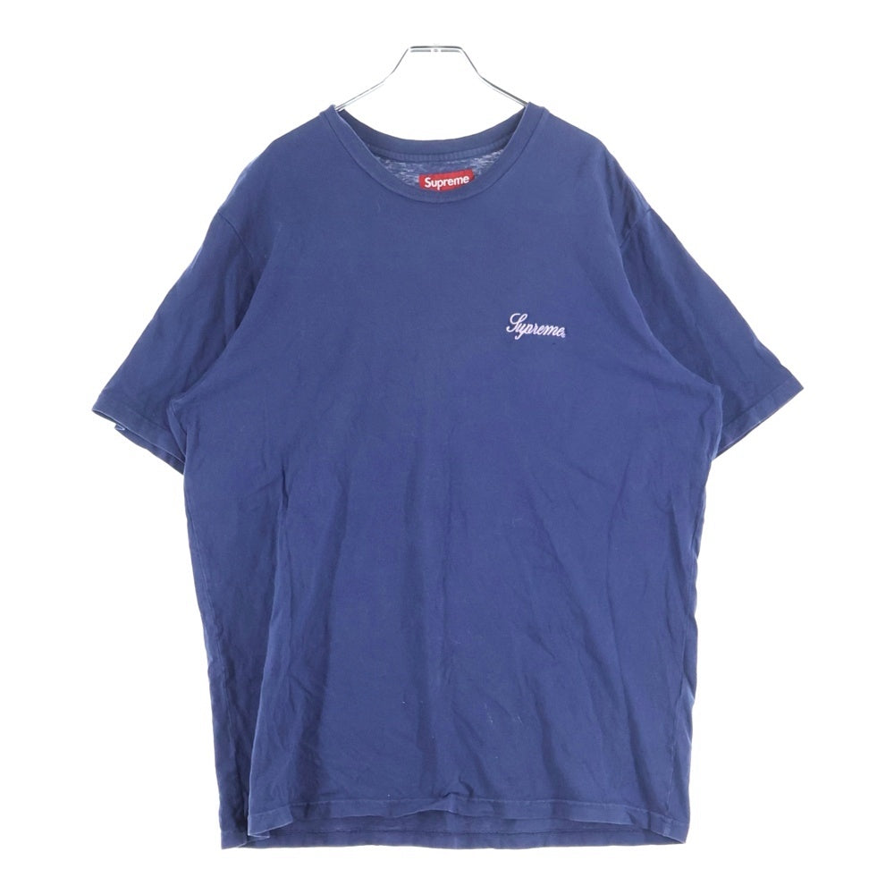 SUPREME(シュプリーム) 23AW Washed Script S/S Top ウォッシュド スクリプト クルーネック半袖Tシャツカットソー ネイビー