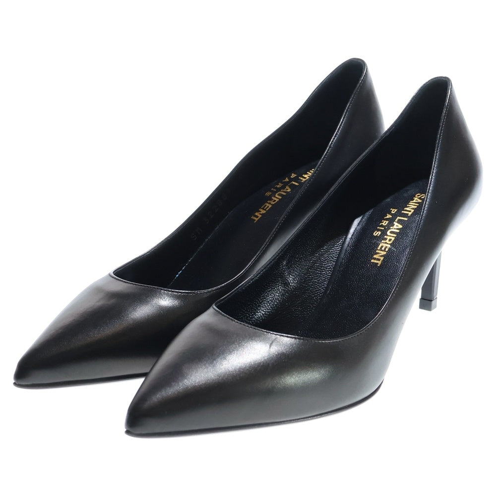 SAINT LAURENT PARIS(サンローランパリ) ポインテッドトゥ レザー ヒールパンプス 322889 ブラック レディース