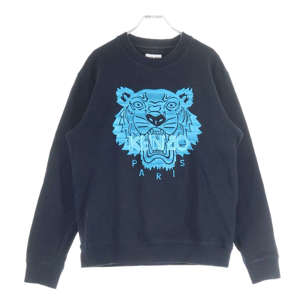KENZO(ケンゾー) ネオンタイガー刺繍 クルーネックスウェットトレーナー ブラック FB65SW1204MB