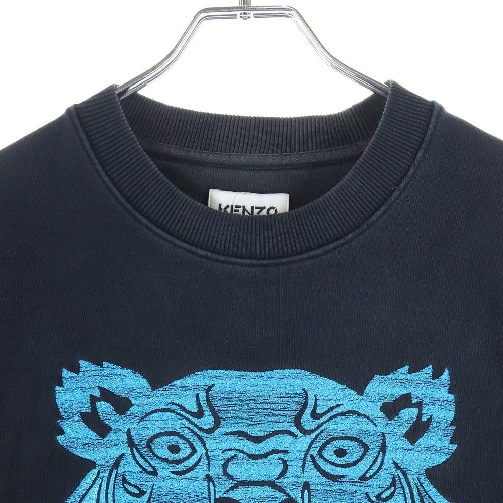 KENZO(ケンゾー) ネオンタイガー刺繍 クルーネックスウェットトレーナー ブラック FB65SW1204MB
