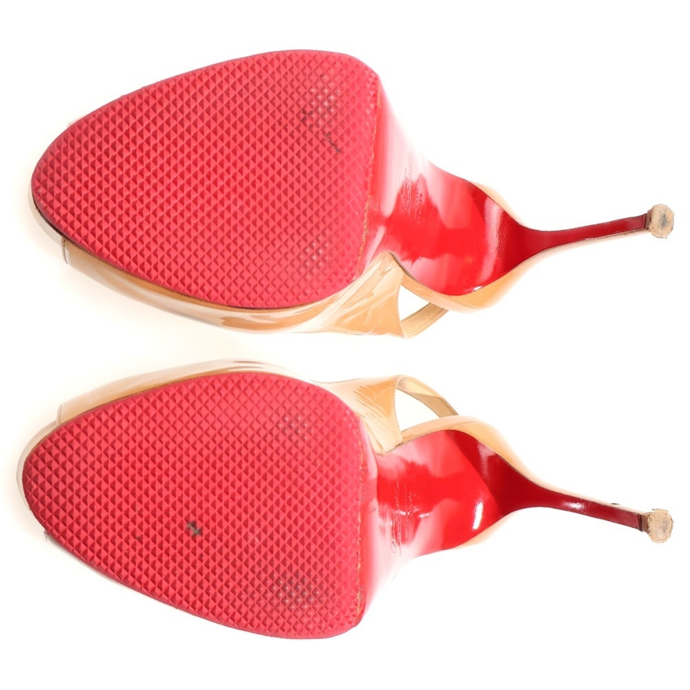 CHRISTIAN LOUBOUTIN(クリスチャンルブタン) パテント オープントゥヒールパンプス ベージュ レディース