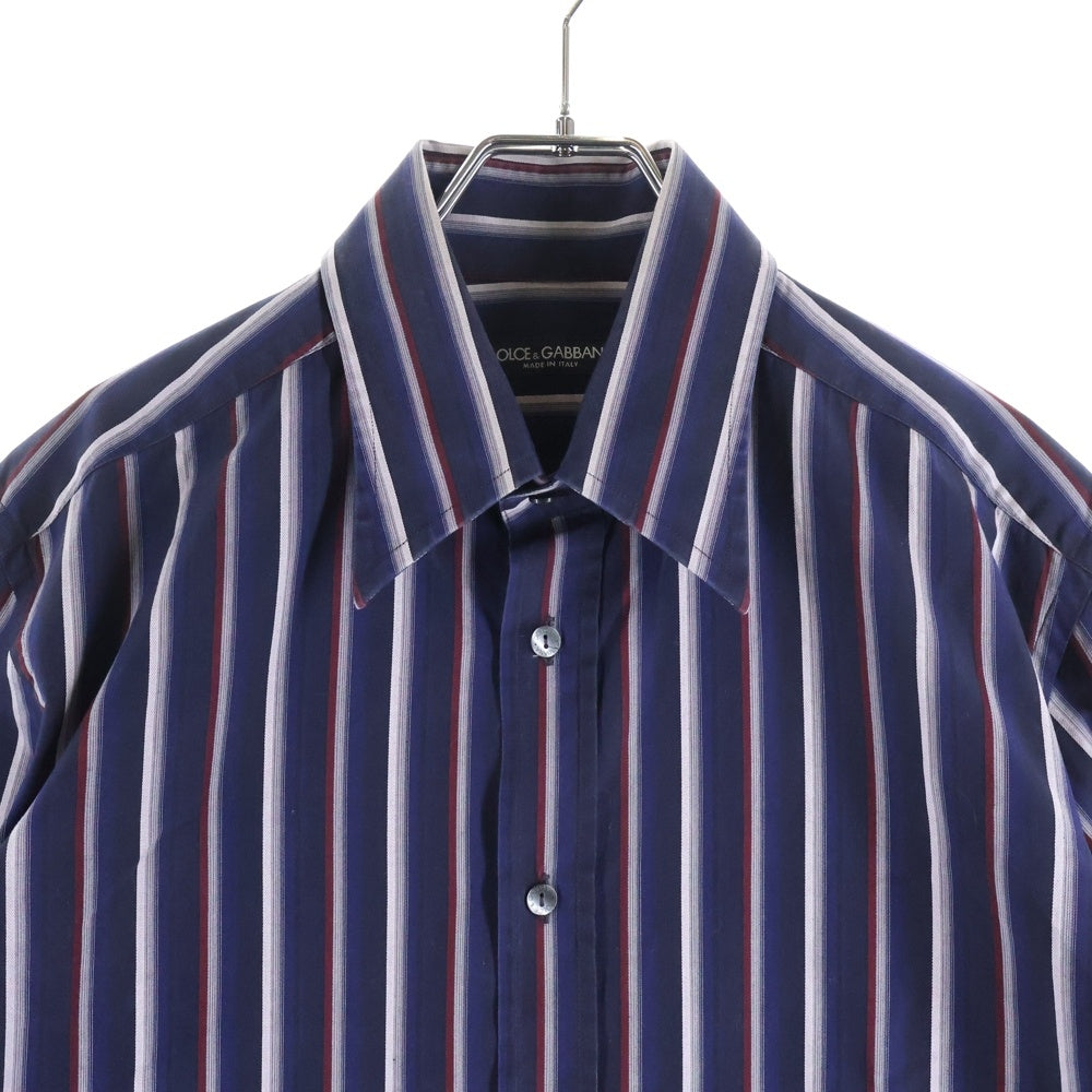 DOLCE & GABBANA(ドルチェアンドガッバーナ) ストライプ柄 ロングスリーブシャツ 長袖シャツ ネイビー