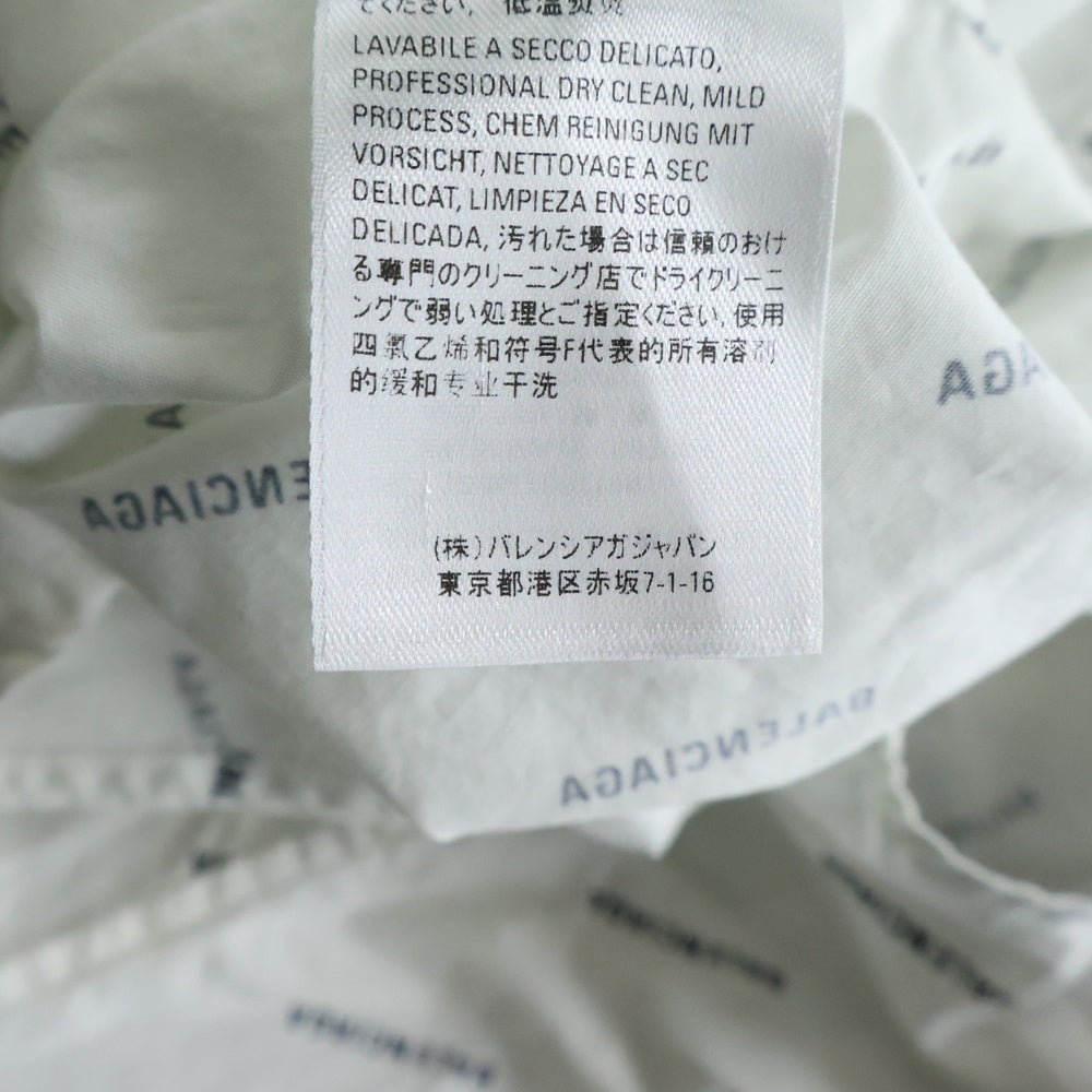 BALENCIAGA(バレンシアガ) 18SS ロゴ総柄 フロントポケット ボタンダウン半袖シャツ ホワイト 534332 TBL96