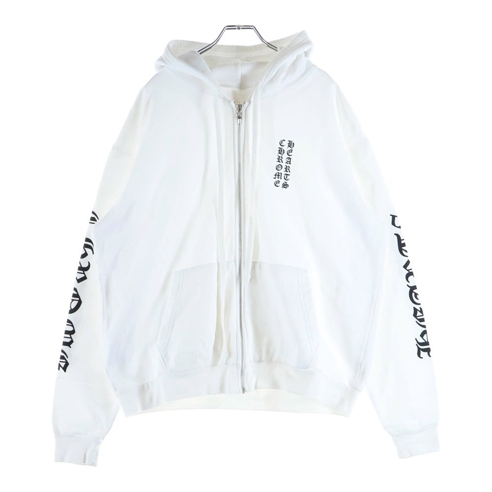 CHROME HEARTS(クロムハーツ) SWTSHRT HD ZIP アームロゴプリント ダガージップアップスウェットパーカー フーディー ホワイト