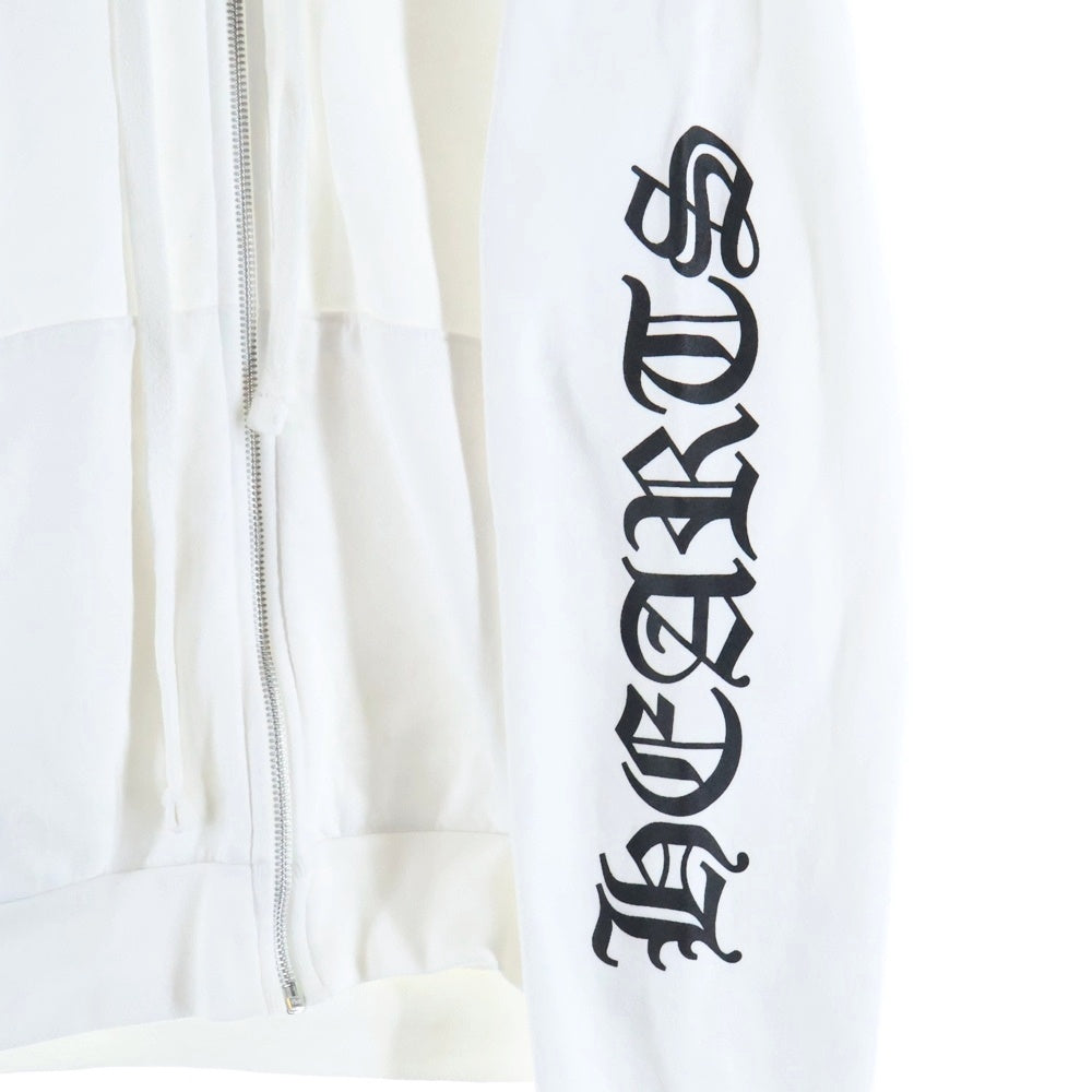 CHROME HEARTS(クロムハーツ) SWTSHRT HD ZIP アームロゴプリント ダガージップアップスウェットパーカー フーディー ホワイト