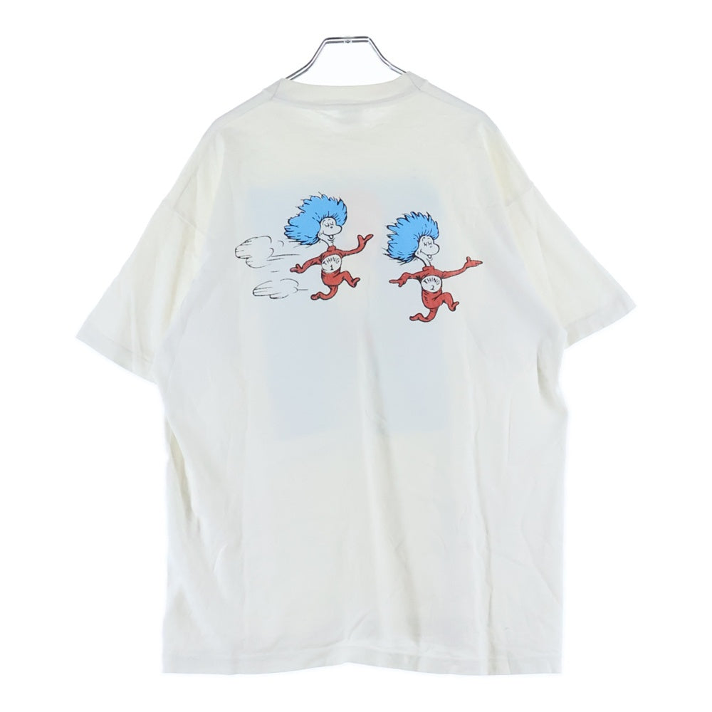 VINTAGE(ヴィンテージ) 90s Dr. Seuss The Cat in the hat 裾袖シングル フルーツオブザルーム クルーネックTシャツ ホワイト