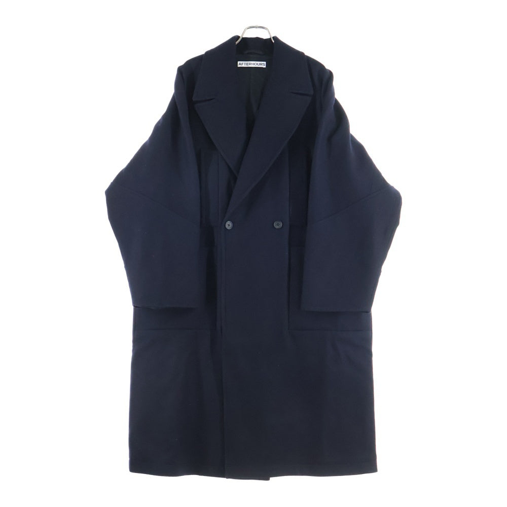 NO BRAND(ノーブランド) AFTERHOURS タグ付 BENDING LINE COAT ベンディングラインコート ダブルブレス コート ネイビー