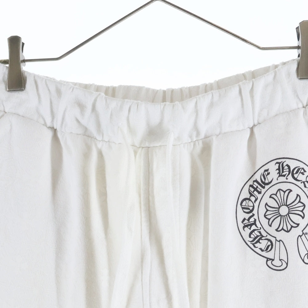 CHROME HEARTS(クロムハーツ) SLIT PKT BND BTTM CHプラス ロゴプリント ホースシュー プリント スウェットパンツ ホワイト