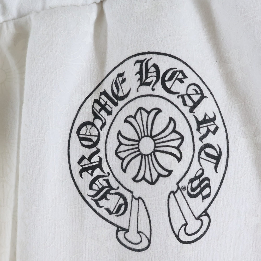 CHROME HEARTS(クロムハーツ) SLIT PKT BND BTTM CHプラス ロゴプリント ホースシュー プリント スウェットパンツ ホワイト