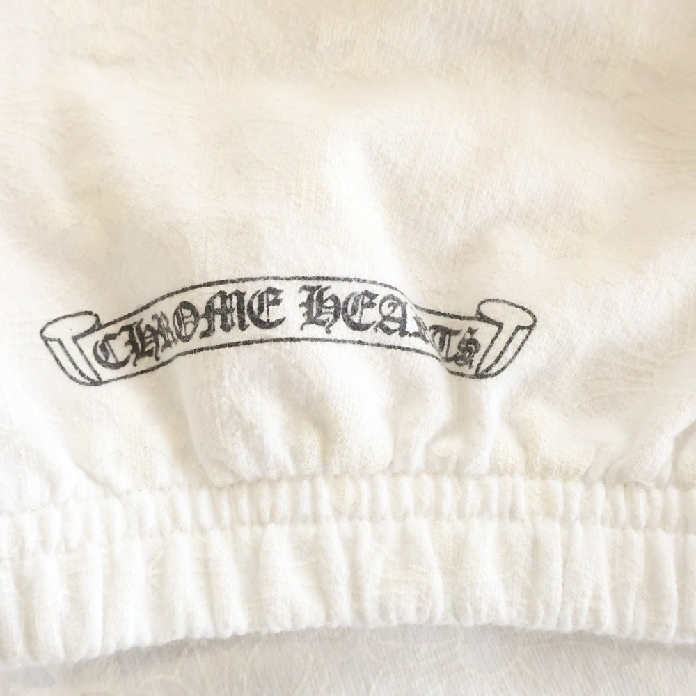 CHROME HEARTS(クロムハーツ) SLIT PKT BND BTTM CHプラス ロゴプリント ホースシュー プリント スウェットパンツ ホワイト