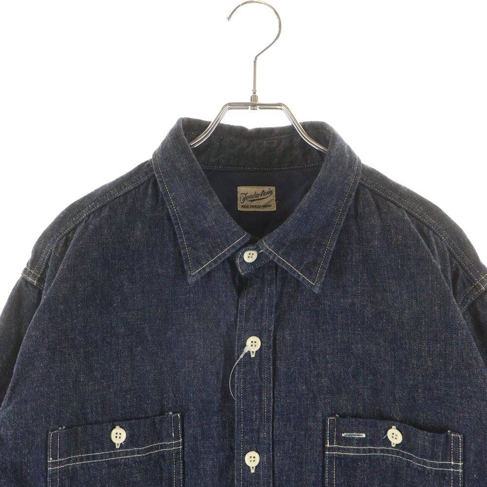 TENDERLOIN(テンダーロイン) デニム ワークシャツ 皿ボタン キルティングライニング 長袖シャツ インディゴ