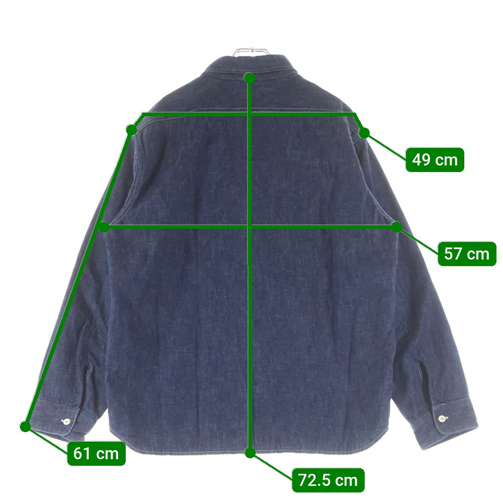 TENDERLOIN(テンダーロイン) デニム ワークシャツ 皿ボタン キルティングライニング 長袖シャツ インディゴ