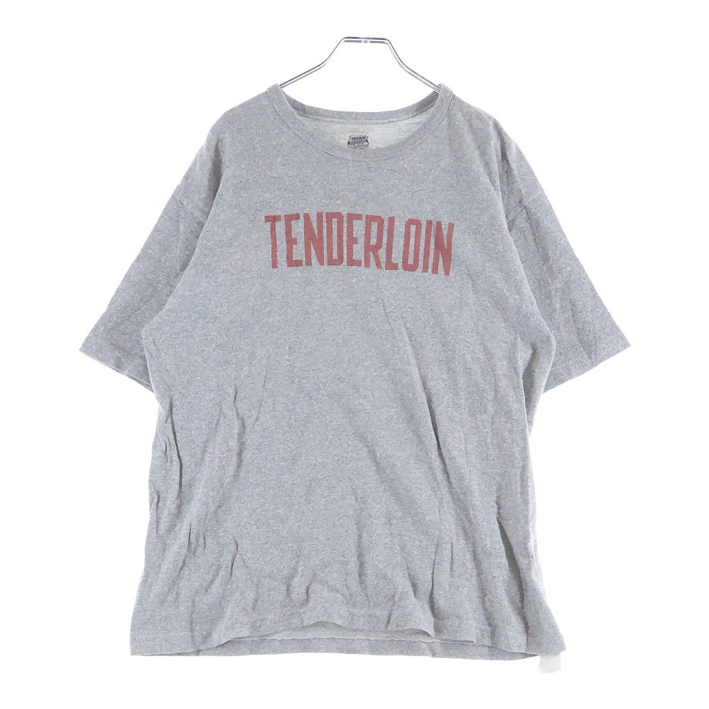 TENDERLOIN(テンダーロイン) 霜降り 染みこみ カレッジブランドロゴ 半袖Tシャツ グレー