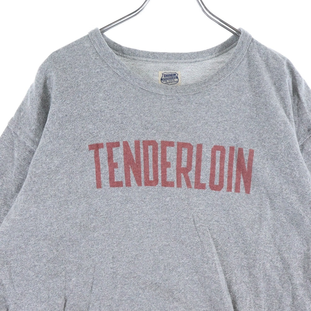 TENDERLOIN(テンダーロイン) 霜降り 染みこみ カレッジブランドロゴ 半袖Tシャツ グレー