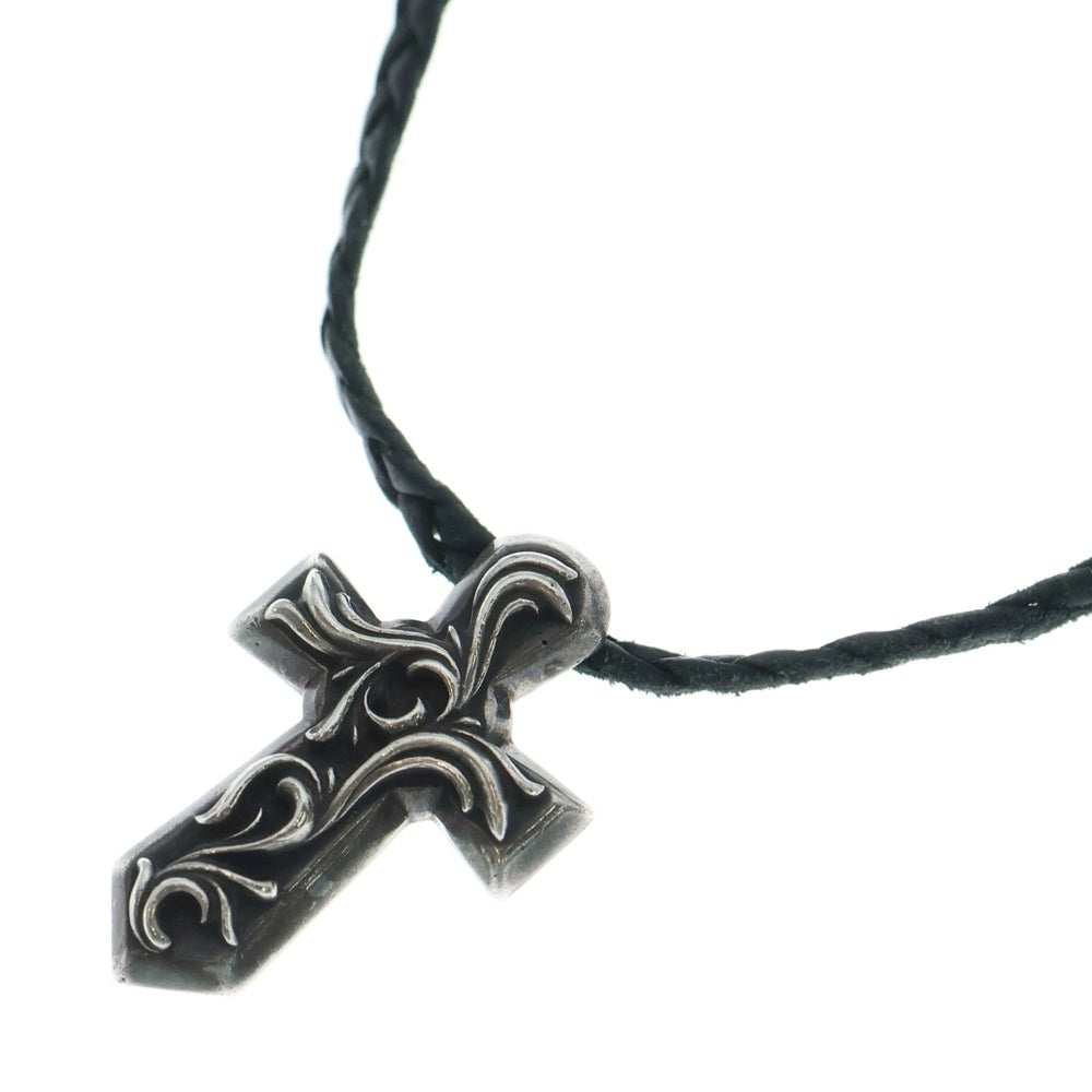 CHROME HEARTS(クロムハーツ) VULCAN CROSS LG LB ラージバルカンクロス Wレザーブレイド ネックレス シルバー