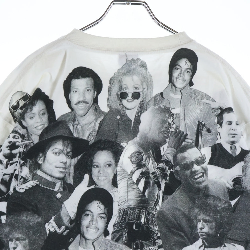 NO BRAND(ノーブランド) SCREEN STARS WE ARE THE WORLD LIFE MAGAZINE 裾袖シングル ライフマガジン クルーネックTシャツ ホワイト