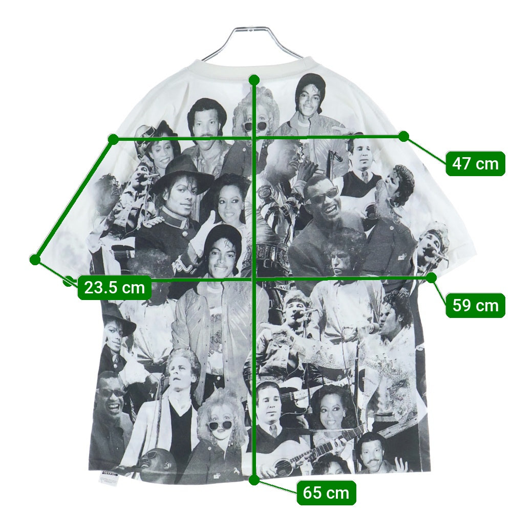 NO BRAND(ノーブランド) SCREEN STARS WE ARE THE WORLD LIFE MAGAZINE 裾袖シングル ライフマガジン クルーネックTシャツ ホワイト