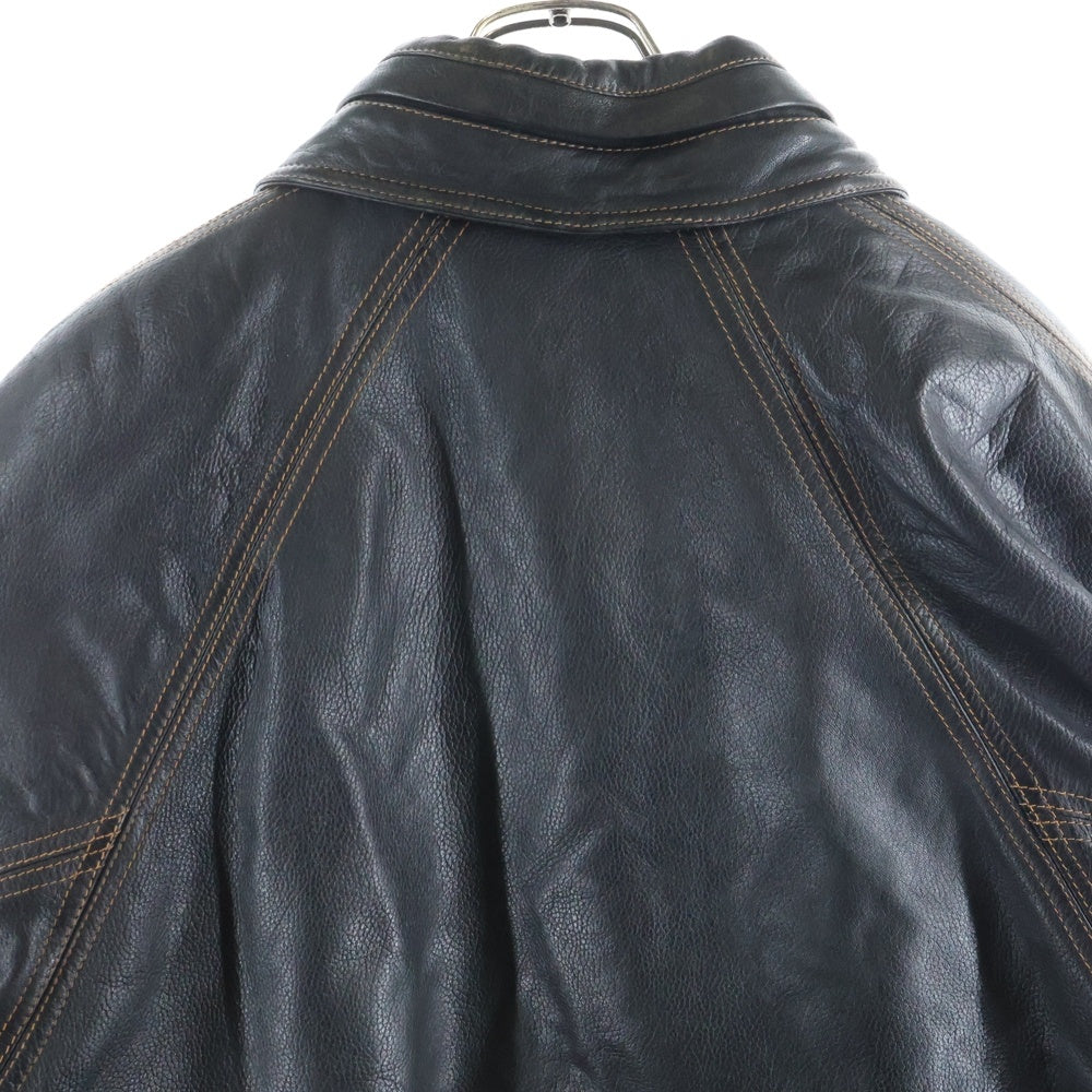 VINTAGE(ヴィンテージ) 80s頃 VERA PELLE 裏キルティングライニング オレンジステッチ グレインレザー レザージャケット ブラック