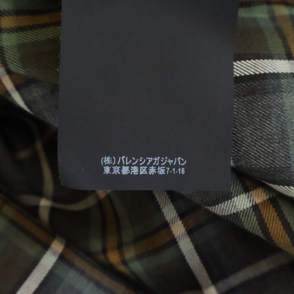 BALENCIAGA(バレンシアガ) 18AW Oversized Check Shirt バックロゴプリント オーバーサイズ長袖チェックシャツ 508465 TBM21 カーキ