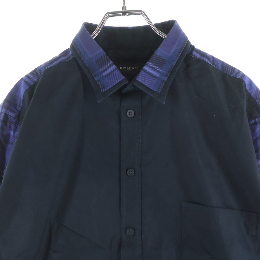 GIVENCHY(ジバンシィ) チェック切り替え ロングスリーブシャツ 長袖シャツ ブラック/ブルー
