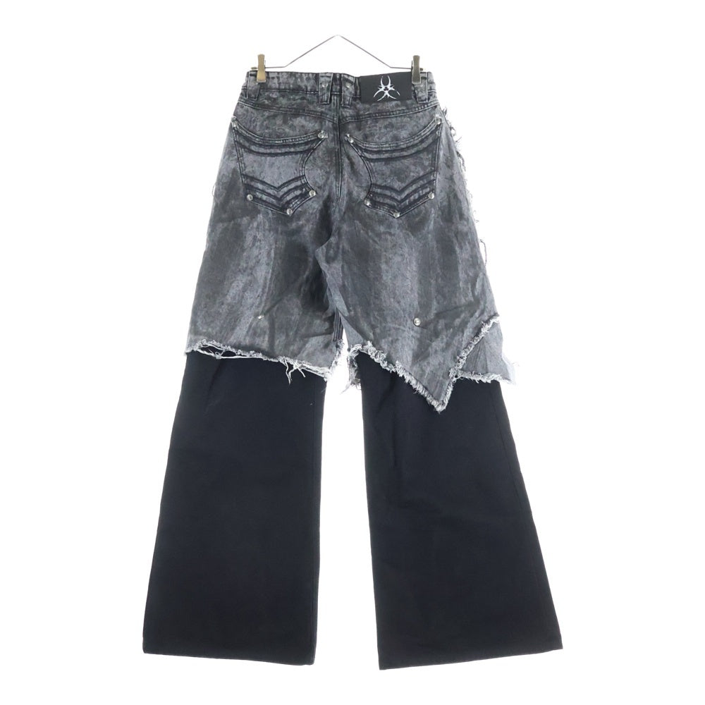 NO BRAND(ノーブランド) COZY WORLDWIDE Chaos Dream Waxed Layer Pants カオス ドリーム ワックスド レイヤー パンツ グレー/ブラック