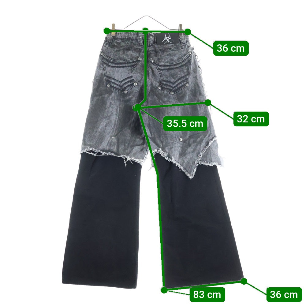 NO BRAND(ノーブランド) COZY WORLDWIDE Chaos Dream Waxed Layer Pants カオス ドリーム ワックスド レイヤー パンツ グレー/ブラック