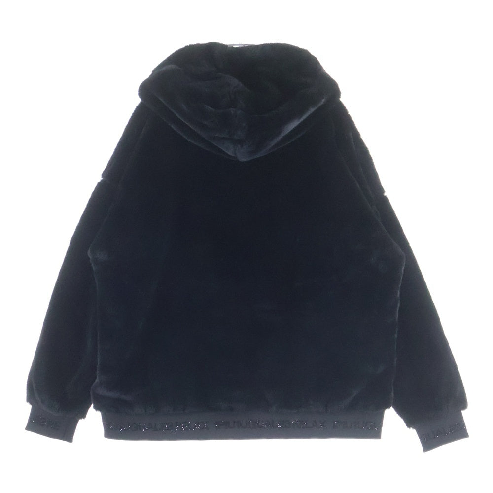 1 PIU 1 UGUALE 3 RELAX(ウノピゥウノウグァーレトレ) ロゴラインストーン フードジップ ファージャケット ブラック