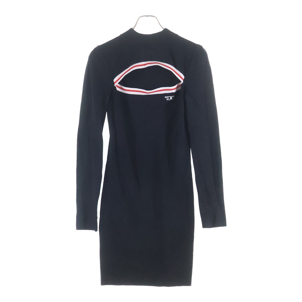 DIESEL(ディーゼル) M-NASHVILLE 胸ロゴ リブニット ロングスリーブワンピース ブラック レディース