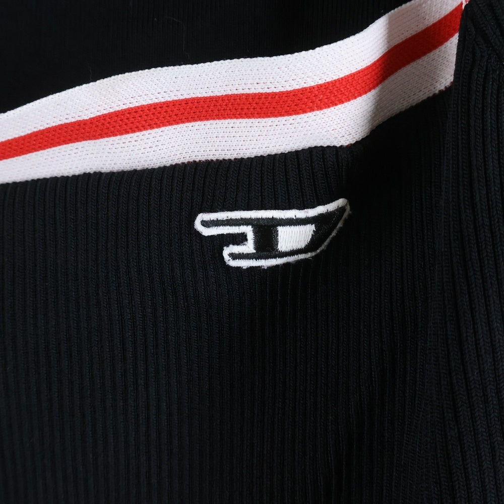 DIESEL(ディーゼル) M-NASHVILLE 胸ロゴ リブニット ロングスリーブワンピース ブラック レディース