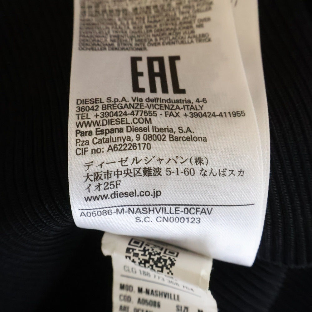 DIESEL(ディーゼル) M-NASHVILLE 胸ロゴ リブニット ロングスリーブワンピース ブラック レディース