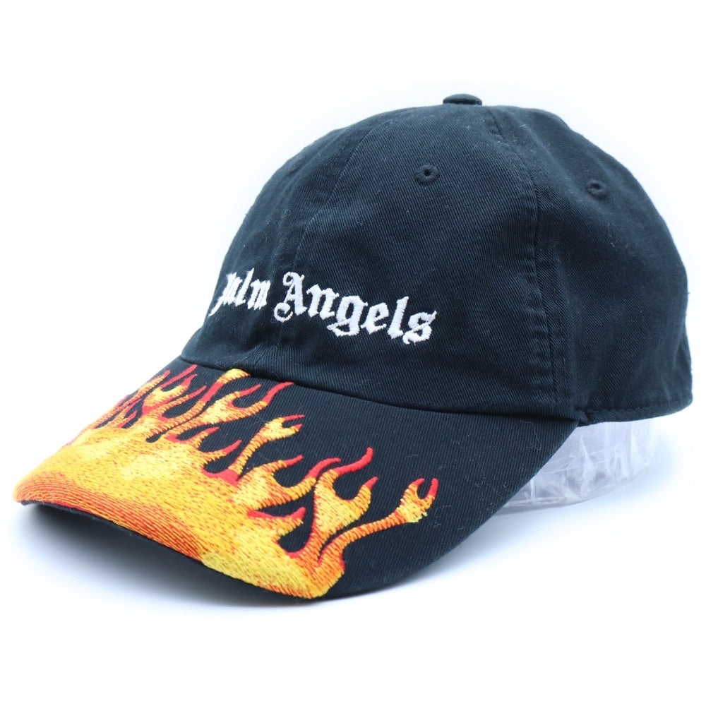 Palm Angels(パームエンジェルス) ファイヤーパターン ロゴ 6-Panel キャップ ブラック