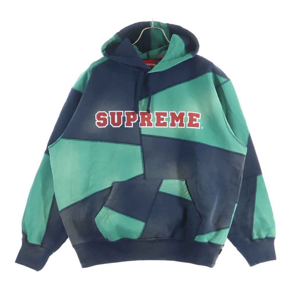 SUPREME(シュプリーム) 20AW Patchwork Hooded Sweatshirt パッチワーク フーデットスウェットシャツ サンフェード加工 パーカー ネイビー/グリーン