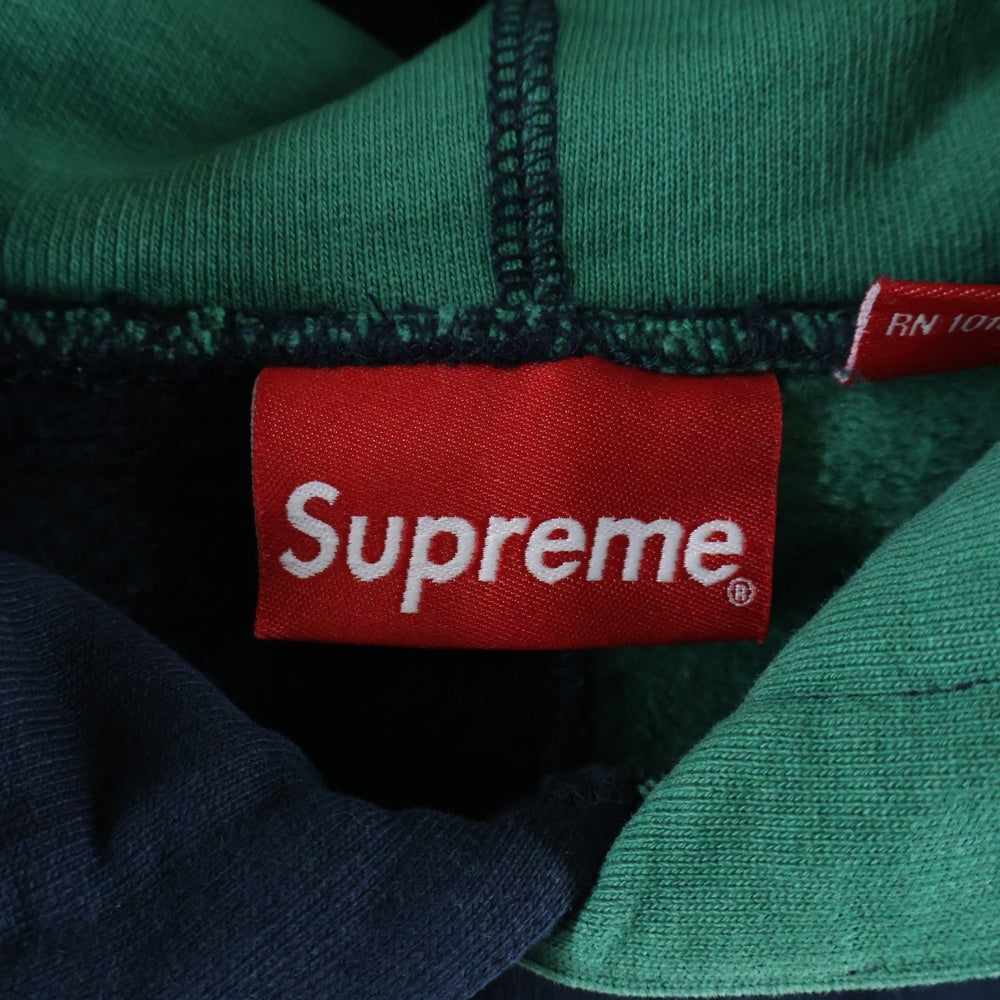 SUPREME(シュプリーム) 20AW Patchwork Hooded Sweatshirt パッチワーク フーデットスウェットシャツ サンフェード加工 パーカー ネイビー/グリーン