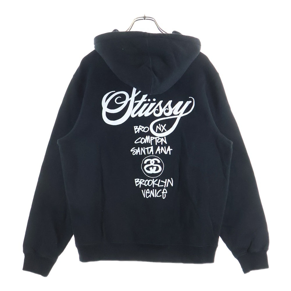STUSSY(ステューシー) 19SS Stock Logo Hooded Sweatshirt World Tour Tee パーカー ブラック