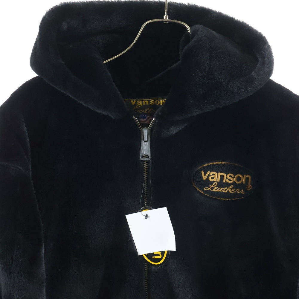 VANSON(バンソン) タグ付 X-REY BORN FUR HOODED JACKET フェイクファー ジャケット ブラック