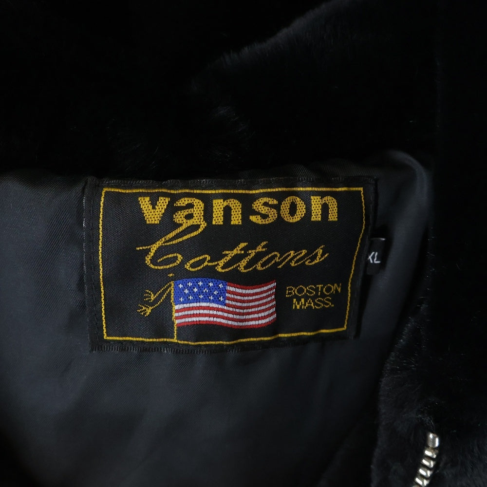 VANSON(バンソン) タグ付 X-REY BORN FUR HOODED JACKET フェイクファー ジャケット ブラック