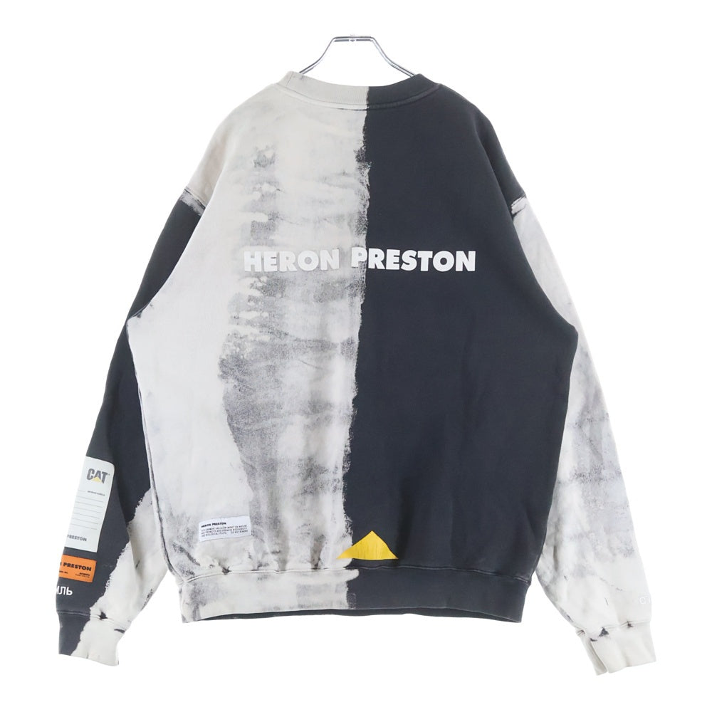 HERON PRESTON(ヘロンプレストン) ×CATERPILLAR SWEAT SHIRT バイカラー クルーネックスウェット グレー