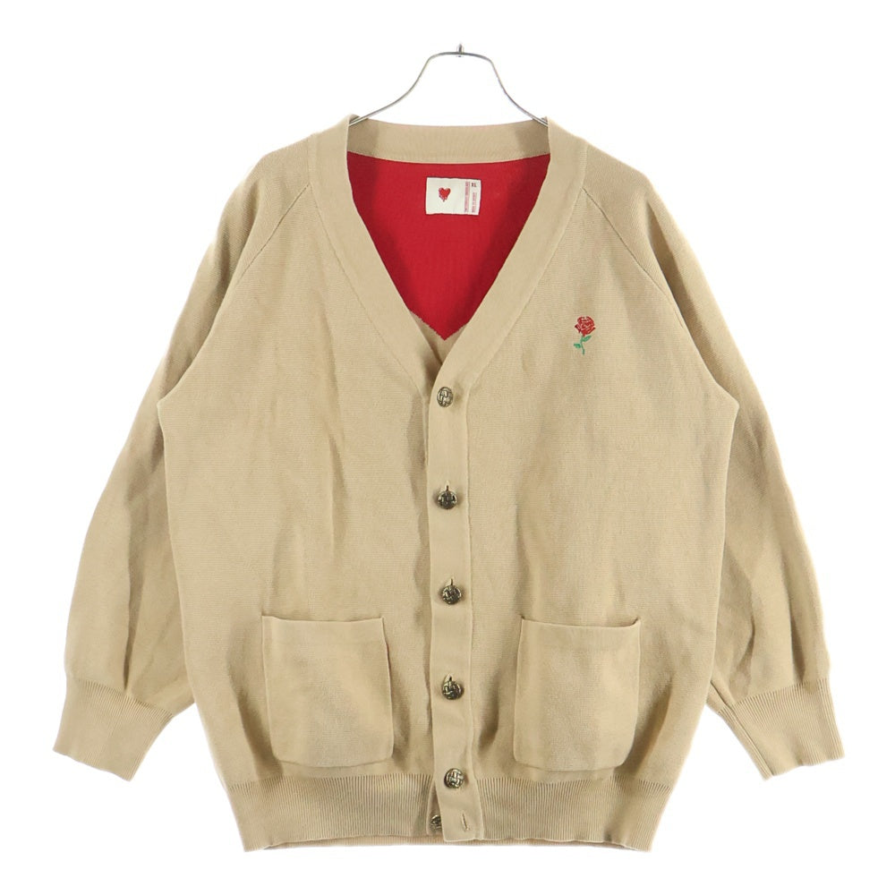 Emotionally Unavailable(エモーショナリー アンアヴェイラブル) EU HEART CARDIGAN EUハートカーディガン コットンニットカーディガン ベージュ