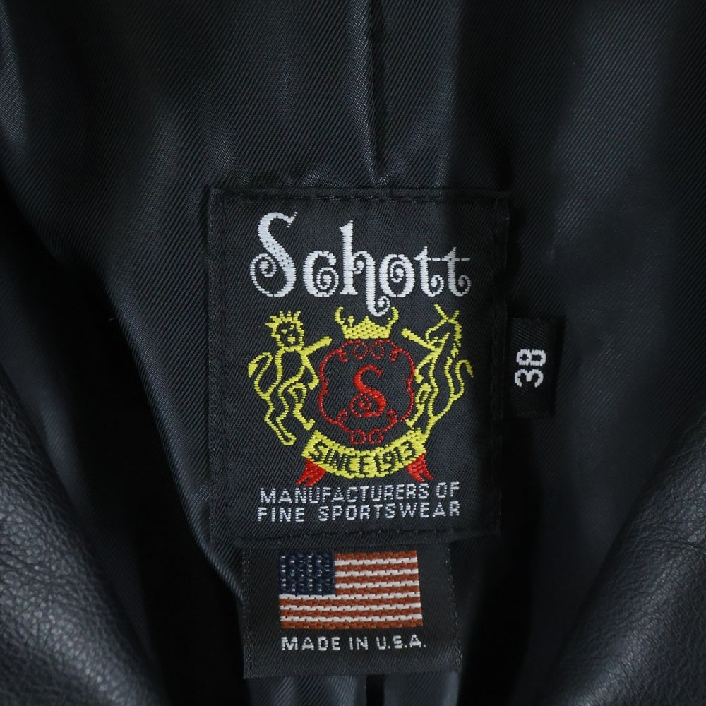SCHOTT(ショット) 568US Leather Chesterfield coat レザーチェスターロングコート 牛革 ブラック