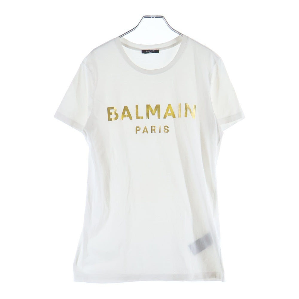 BALMAIN(バルマン) Gold Logo Tee ゴールドロゴティー クルーネック 半袖Tシャツカットソー EF000B065 ホワイト