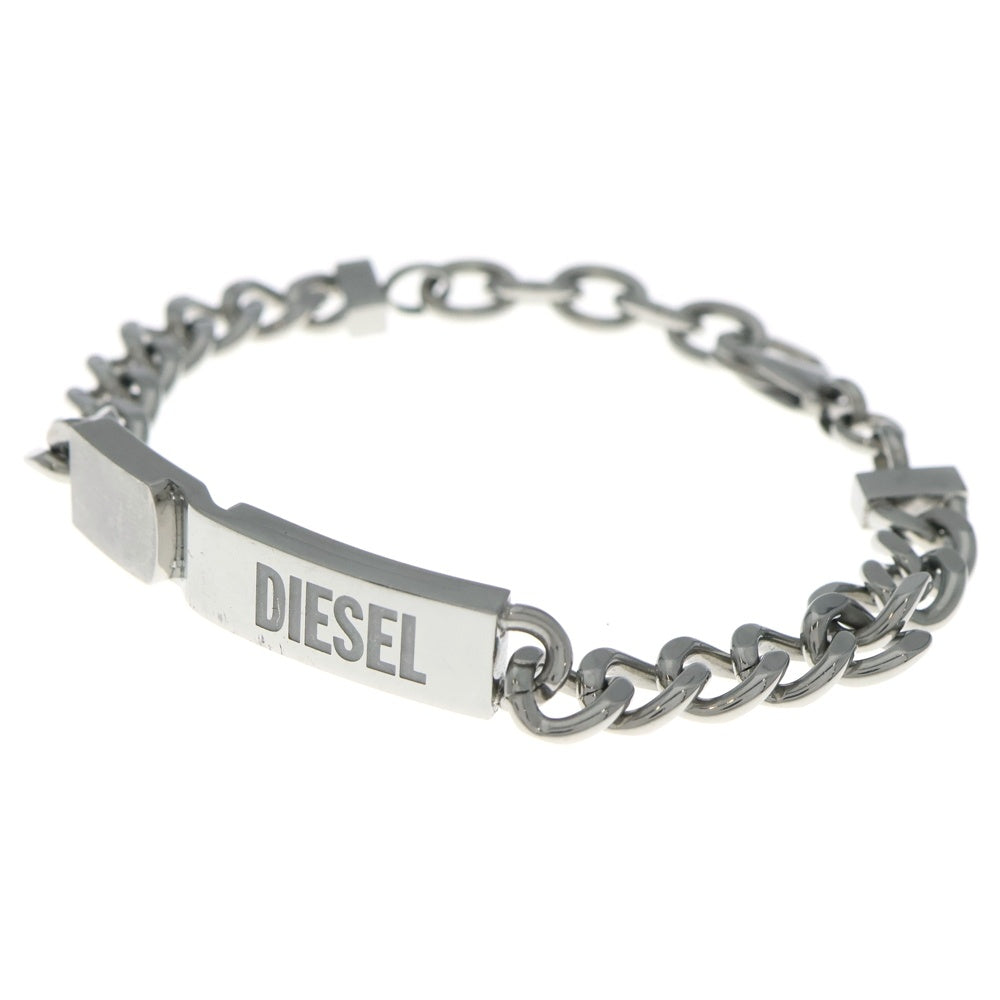 DIESEL(ディーゼル) Logo Plate Chain Bracelet ロゴプレート チェーン ブレスレット DX0966040 シルバー レディース