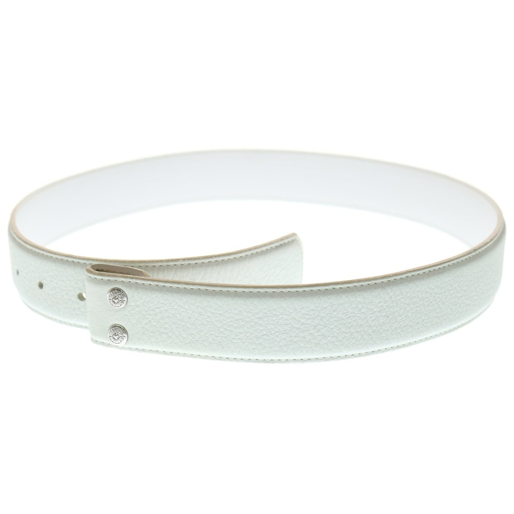 CHROME HEARTS(クロムハーツ) 1.5 STRAP 1.5inch スクロールラベルリベッツ レザーベルト ホワイト