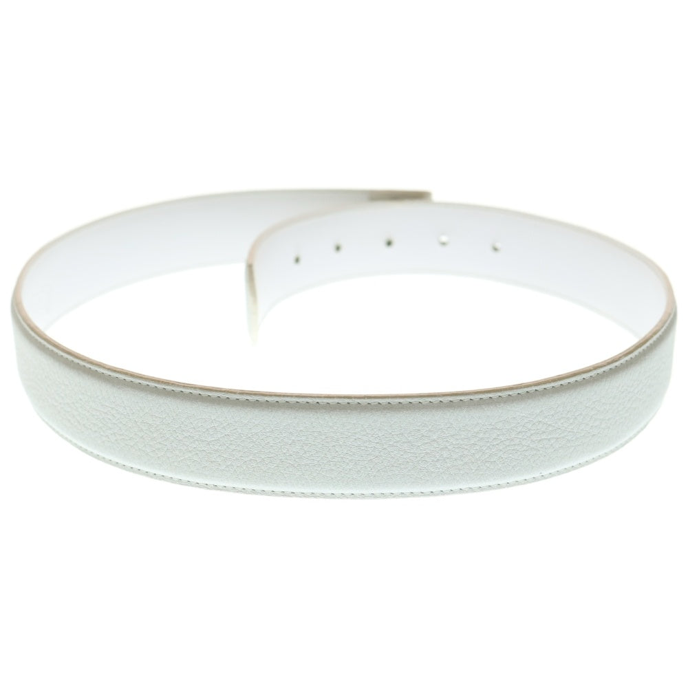 CHROME HEARTS(クロムハーツ) 1.5 STRAP 1.5inch スクロールラベルリベッツ レザーベルト ホワイト
