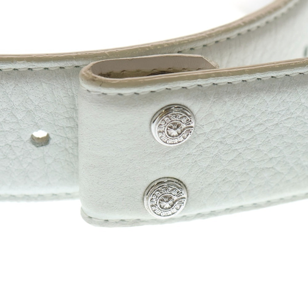 CHROME HEARTS(クロムハーツ) 1.5 STRAP 1.5inch スクロールラベルリベッツ レザーベルト ホワイト