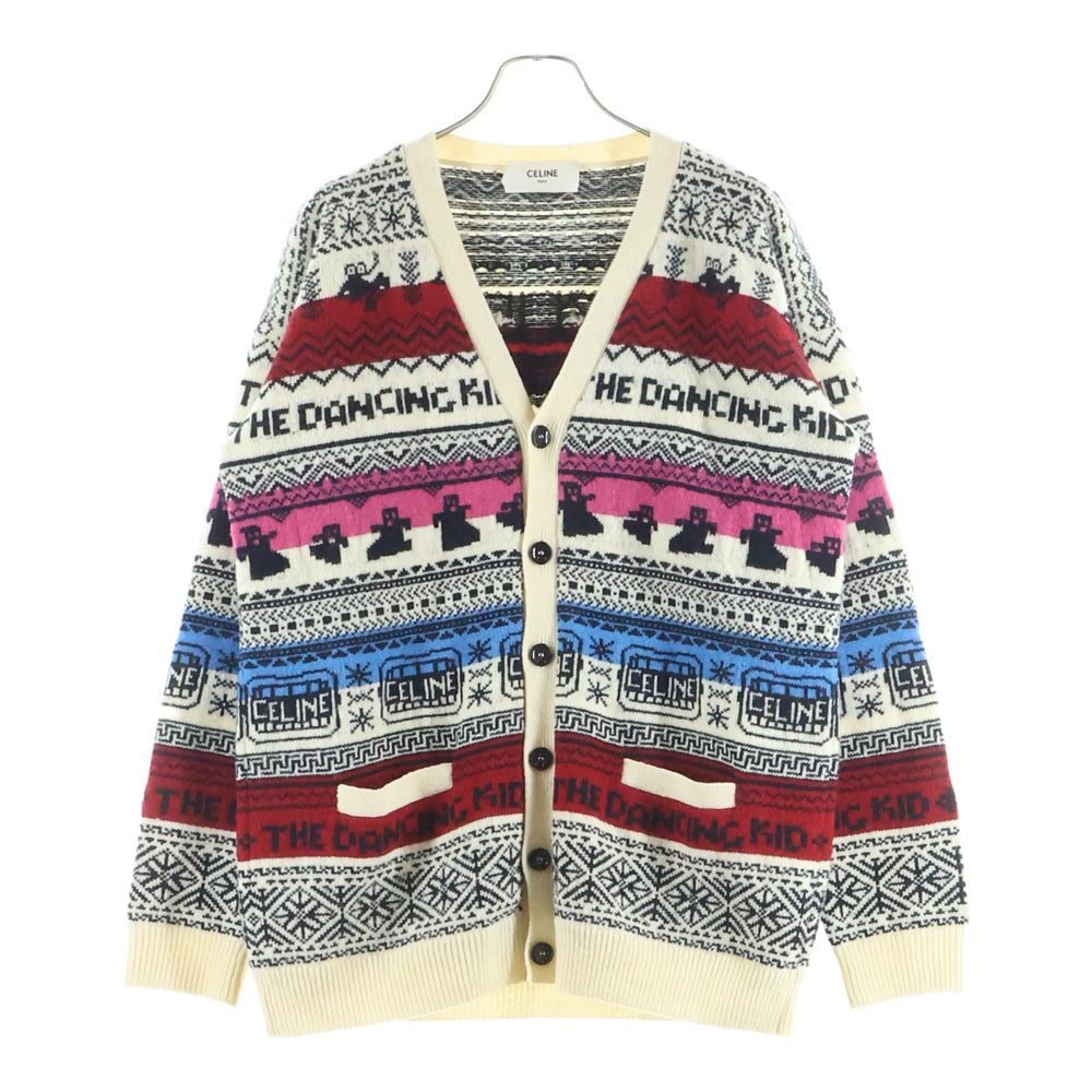 CELINE(セリーヌ) 21SS THE DANCING KID WOOL JACQUARD DOLLS KNIT CARDIGAN ダンシングキッド ウールジャカードドールズニットカーディガン マルチカラー 2A08L715M