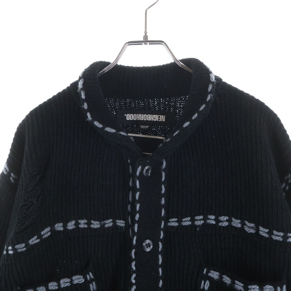 NEIGHBORHOOD(ネイバーフッド) × PHINGERIN PG1 SAVAGE KNIT フィンガリン サヴェージニット ジャケット PD-242-NH-KN-011 ブラック×ホワイト